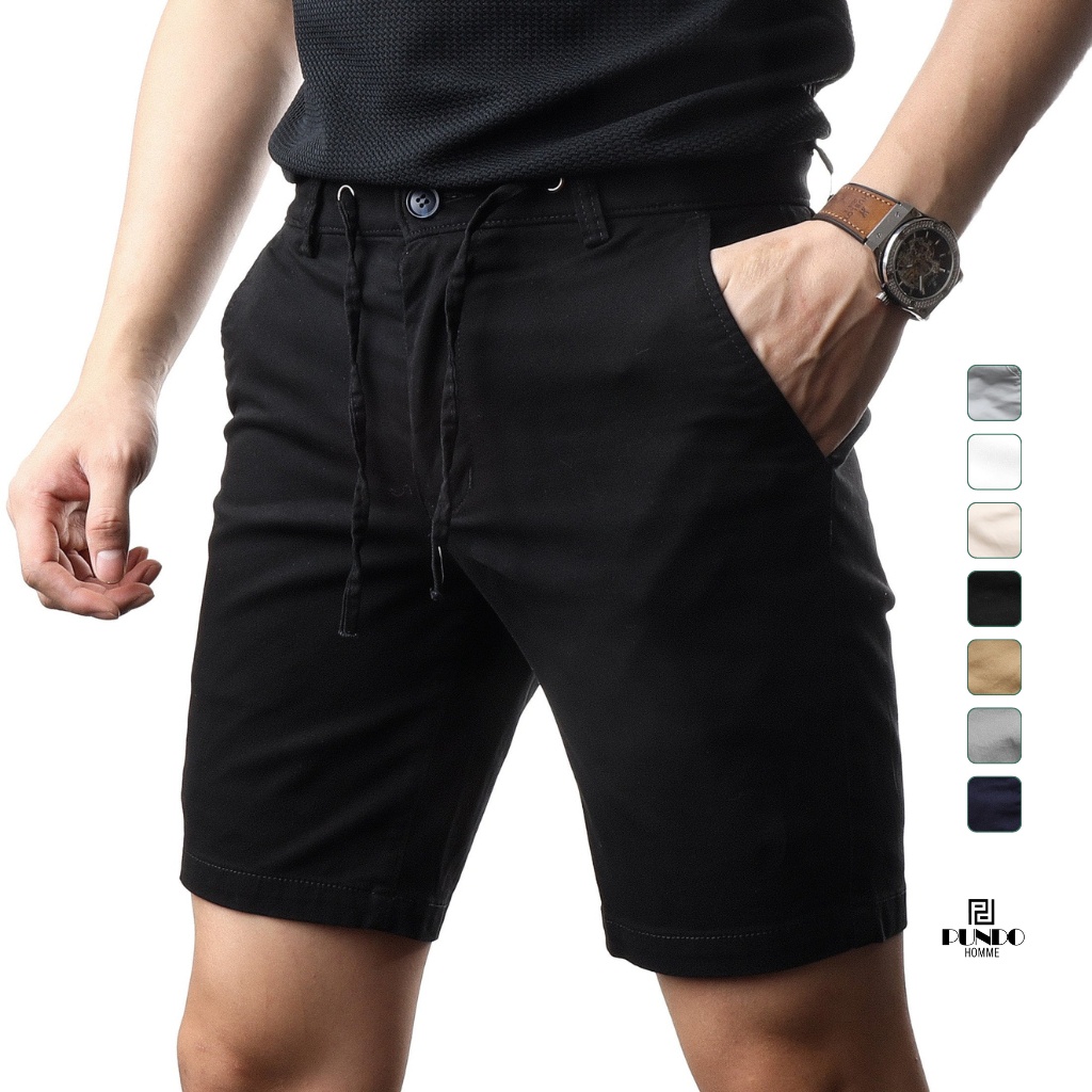Quần short nam kaki PUNDOHOMME dây rút cao cấp mẫu màu trơn dễ phối QSPD5