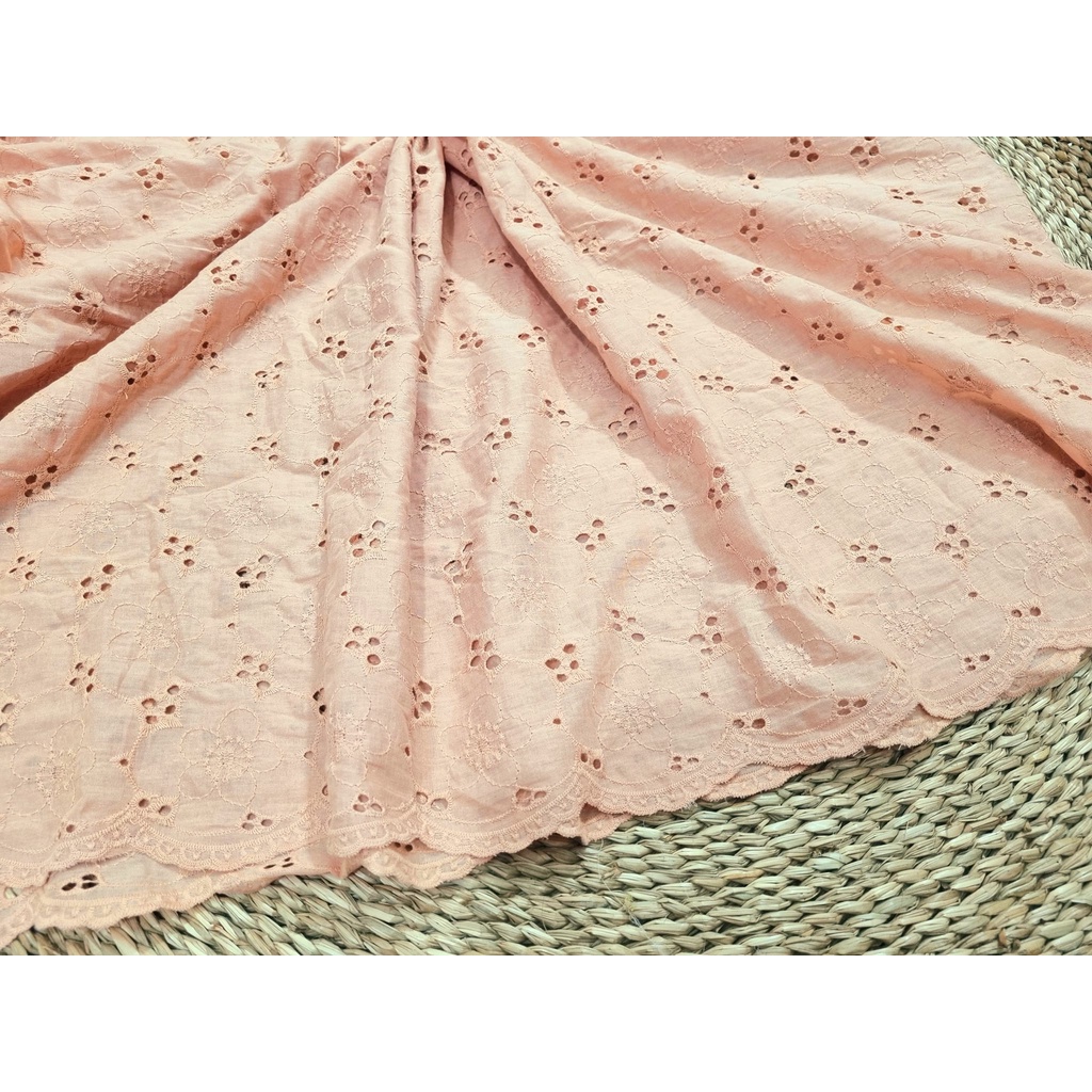 Vải thô boi thêu màu cam sữa