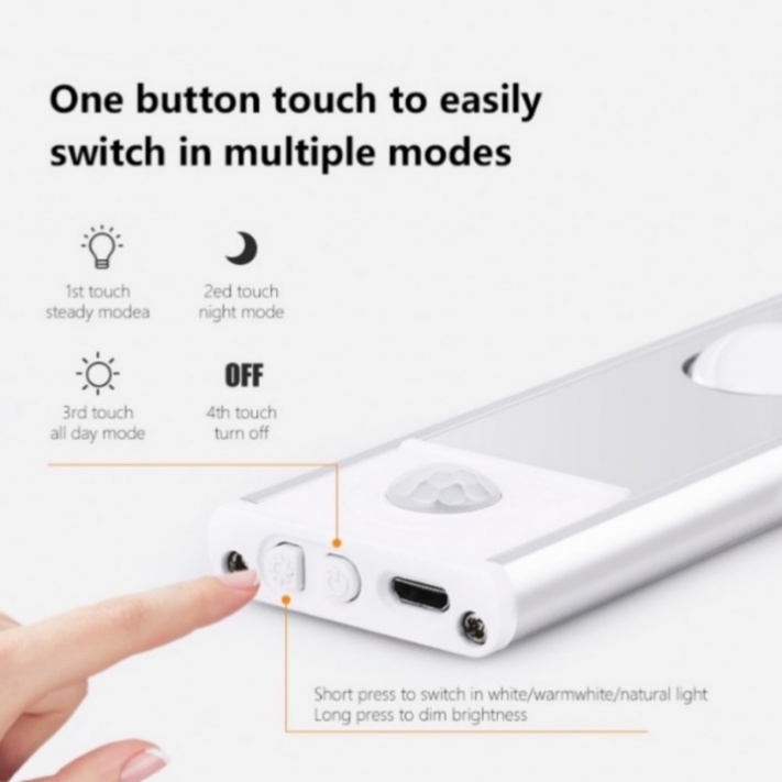 🇻🇳COD🇻🇳 Đèn LED Trang Trí điều khiển từ xa Cảm Biến Chuyển Động Nhiều Màu Hiệu Ứng Độc Đáo Cảm Ứng Mini Siêu Sáng Phòng Ngủ Nhà Bếp 20 / 30 / 40cm / 60 / 80cm