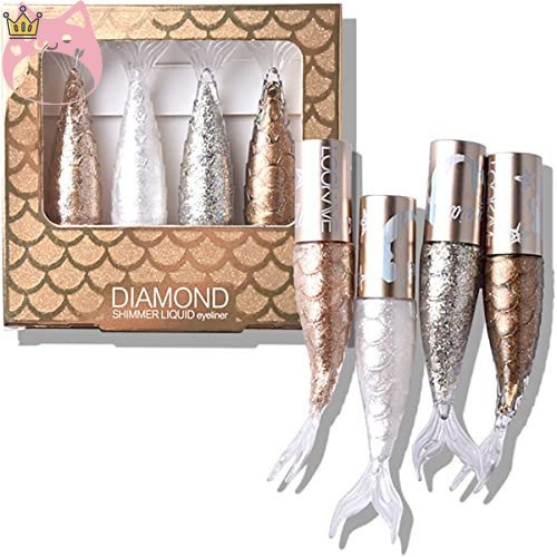 Set 4 Bút Kẻ Mắt Dạng Lỏng Màu Nhũ Kim Tuyến Chống Nước Phong Cách Hàn Quốc Cho Nữ JP5