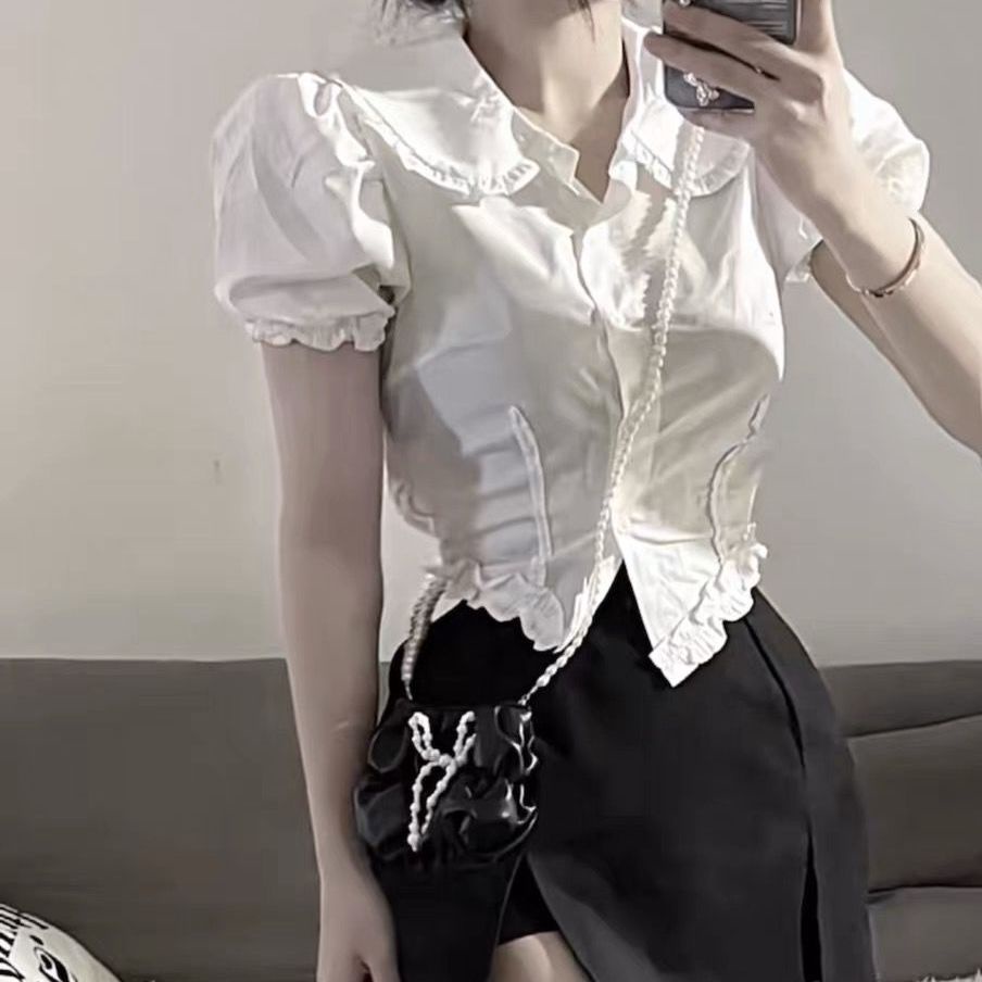 Áo sơ mi COZOK tay phồng cổ búp bê xinh xắn dành cho nữ