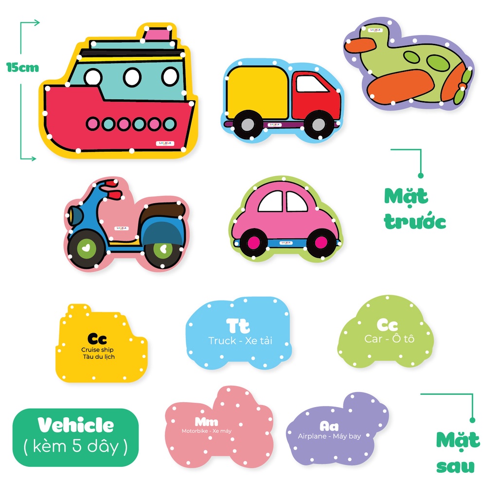 Bộ Đồ chơi Xỏ Dây Lacing Card Cho Trẻ 1 - 3 Tuổi Lalala Baby. Bộ 10 hình thù ngộ nghĩnh - CleverKids