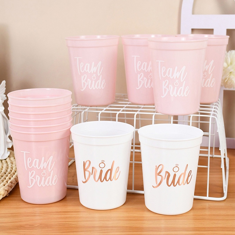 Set 1 / 2 Cốc Nhựa Uống Nước In Chữ Team Bride Bachelorette Độc Đáo Tr