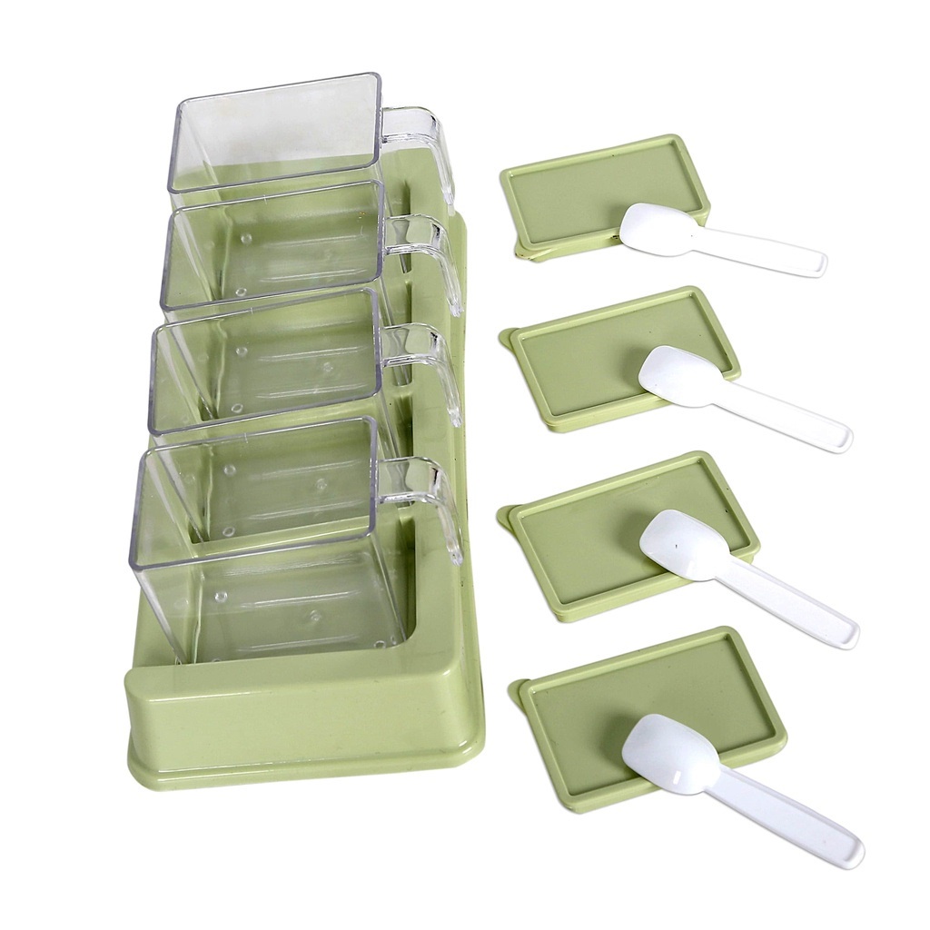 Bộ 4 Lọ Gia Vị Có Thìa Muỗng Nhựa Việt Nhật Hũ Đựng Gia Vị Có Nắp Đậy (LA2342)