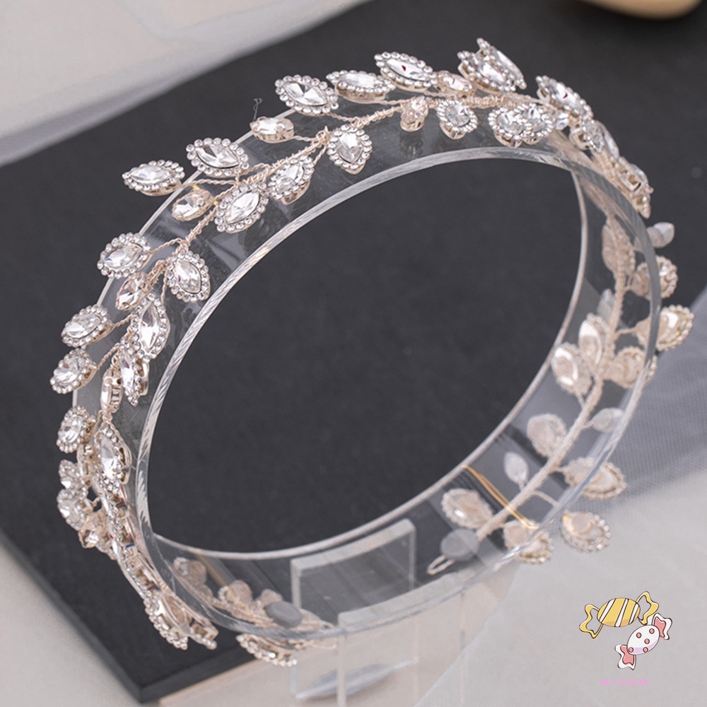 YADORNOS Băng Đô Cài Tóc Hình Lá Bằng Bạc Có Đính Đá Lấp Lánh