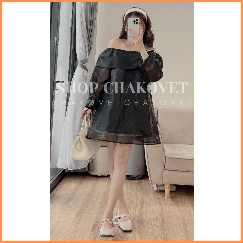 Áo Babydoll Hở Vai Tiểu Thư 2 Lớp A8569 Áo Voan Tơ Đũi Thiết Kế Tay Phồng Thời Thượng Đi Chơi Dự Tiệc Cực Xinh