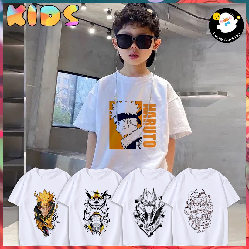 Áo phông cộc tay quần áo trẻ em áo thun trắng cho bé trai Hình Naruto Uzumaki Dễ Thương Cho Bé Trai Từ 1-9 Tuổi