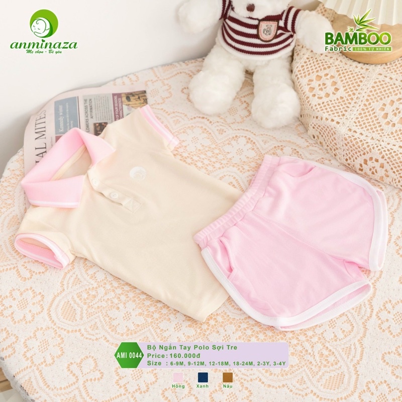 Bộ Cộc Polo Sợi Tre Siêu Mềm Mát Cho Bé 6m-4y