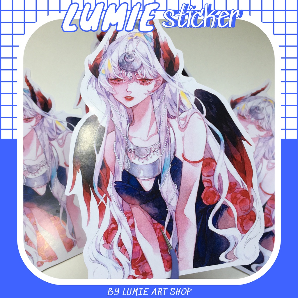 Sticker nhân vật minh hoạ màu nước kích cỡ a6-a7