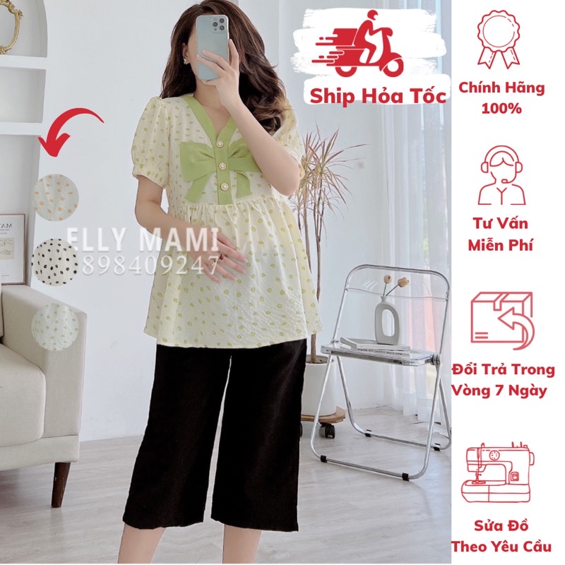 ( 40kg - 95kg ) Áo Bầu , Bigsize Nhiều Màu Nơ Ngọc Tiểu Thư Mặc Thoải Mái Suốt Thai Kì &amp; Sau Sinh Thiết Kế Cao Cấp