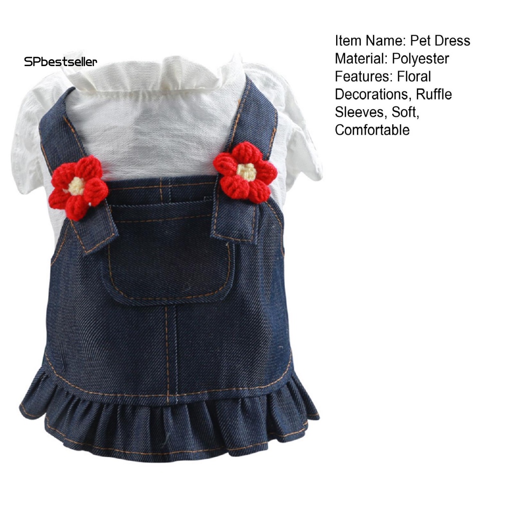 Đầm Denim Cổ Đứng Cài Nút Thời Trang Xinh Xắn Cho Thú Cưng