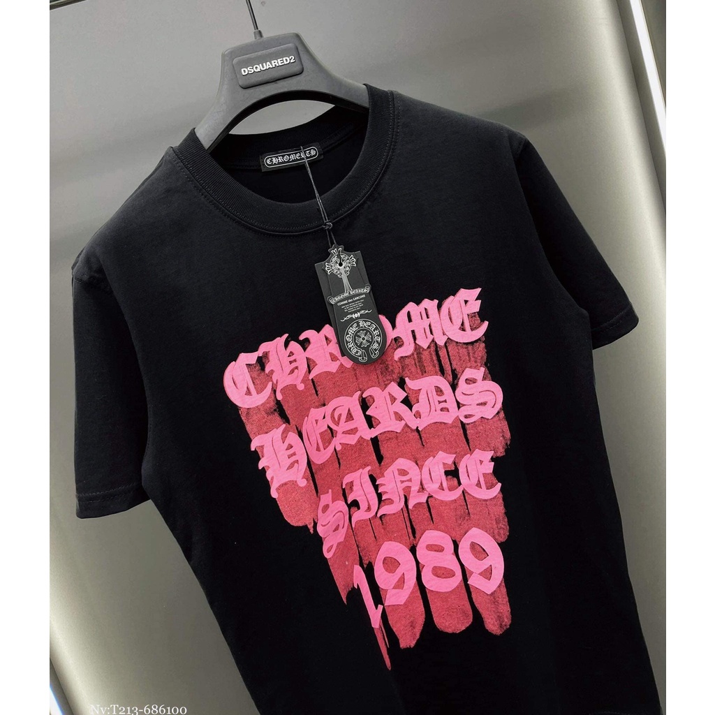 Áo Phông Nam Nữ Premium Cotton in Chữ Chrome Hearts 1989 Đen Trắng Hot Trend 2023.