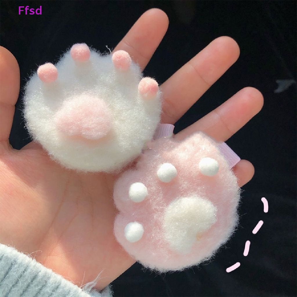 {Ffsd} Set 5 Kẹp Tóc Mái Bằng Lông Nhung Hình Chân Mèo Màu Hồng Thời Trang Thu Đông Dễ Thương Phù Hợp Với Trẻ Em * Hàng Bán Chạy