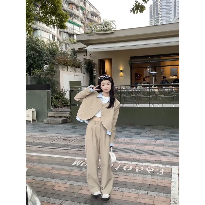 Set Đồ Nữ Áo Khoác Nữ Ngắn Áo Kiểu Sơ Mi, Quần Ống Rộng Nữ Cạp Cao Style Hàn Quốc Set Đồ Nữ Sang Chảnh Đi Chơi SD202
