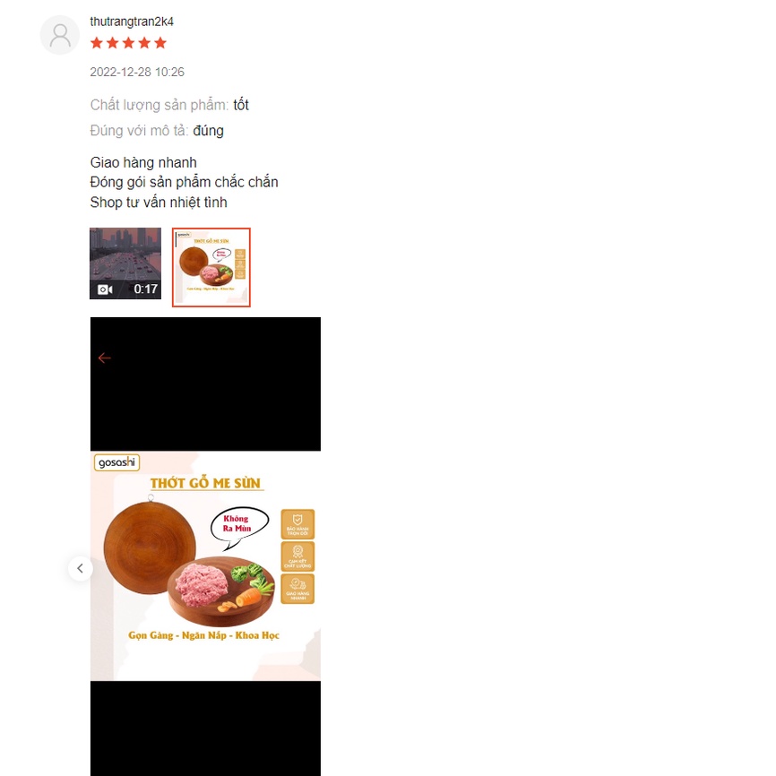 Thớt Gỗ Me Sừn Gosashi 25cm Không Lên Mùn, Không Nứt Nẻ