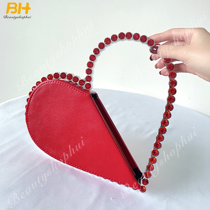 Túi Xách Dự Tiệc Tối Thiết Kế Mới 2023 Hình Trái Tim Bằng Acrylic Đính Kim Cương Sang Trọng Cho