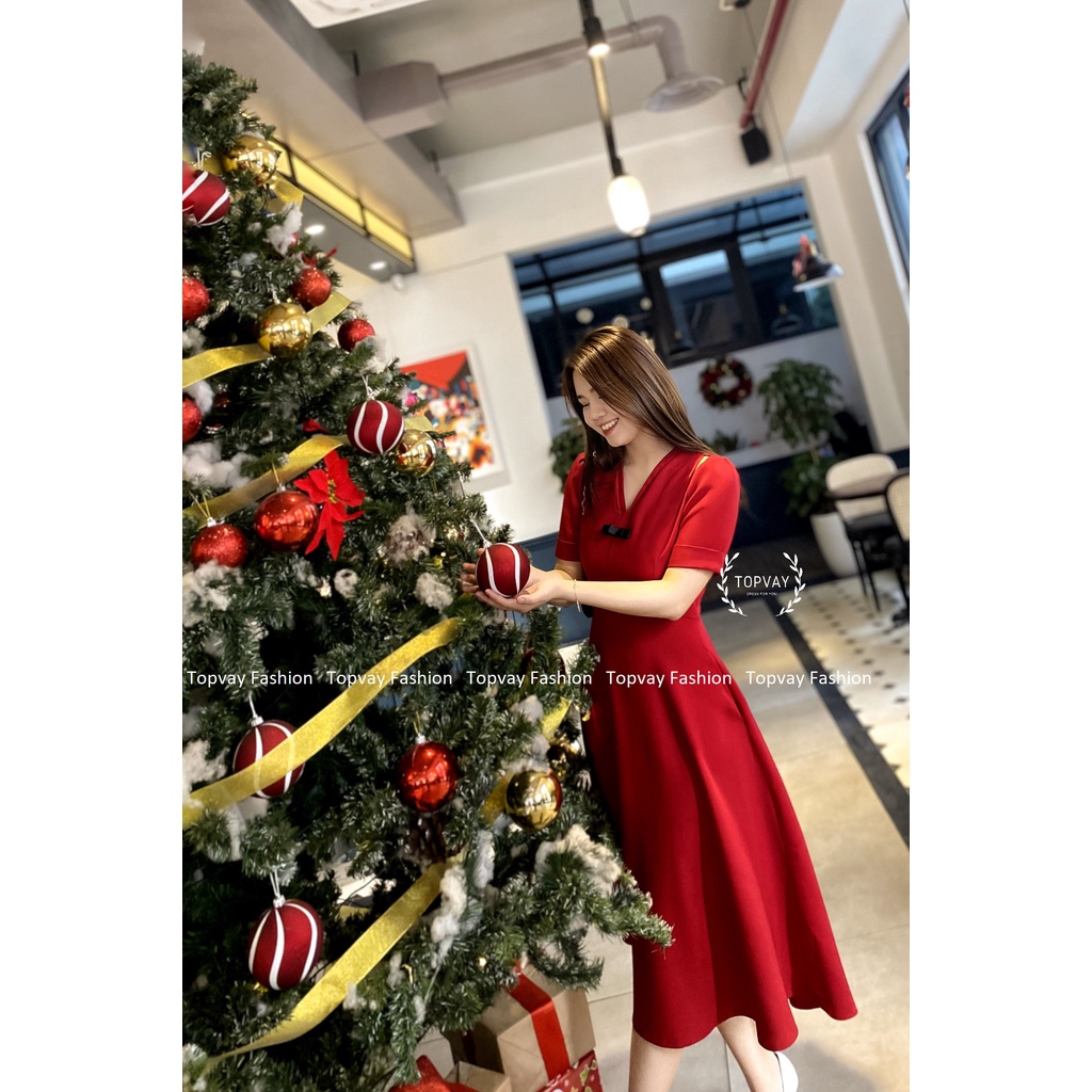 Topvay Fashion - Váy xoè cổ nhật đính nơ