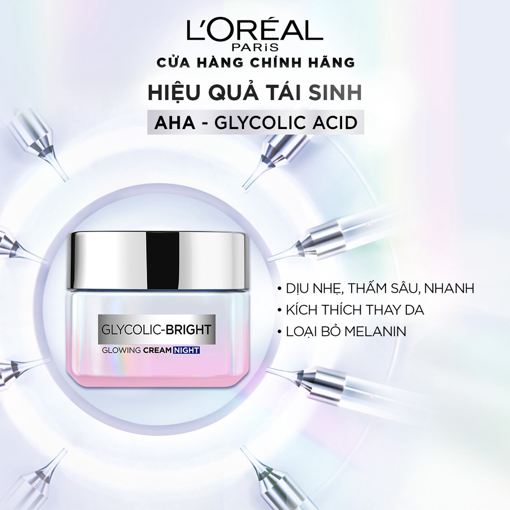 Bộ dưỡng sáng mờ thâm nám cơ bản Glycolic Bright AHA L'Oreal Paris