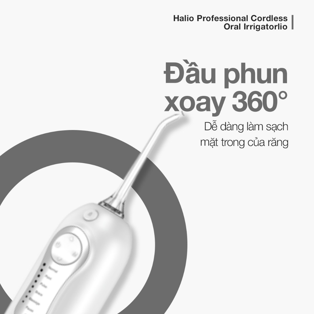 Máy Tăm Nước Cầm Tay 6 Chế Độ Halio Professional Cordless - Công nghệ Sóng Âm Sonic, Ghi Nhớ Thông Minh, Pin 25 Ngày