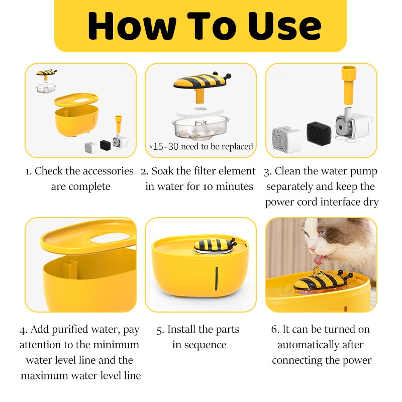 HamshMoc Vòi Phun Nước Tự Động Chia 1 Đầu Lọc Thay Thế Thông Minh Có Thể Tháo Rời Cho Mèo