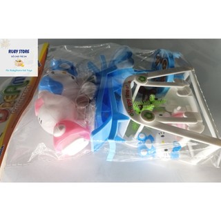 BỘ MÔ HÌNH 4 MÈO HELLO KITTY ĐI NGHỈ MÁT 16 MÓN