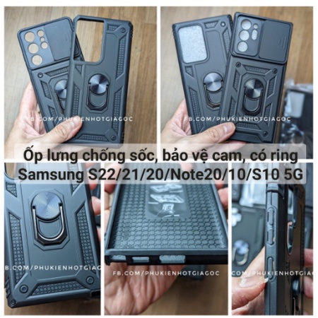 Case ốp lưng chống sốc bảo vệ cam , có ring Samsung S22 Ultra / S10 5G / S21 / Note 20 Ultra / Note 10 Plus