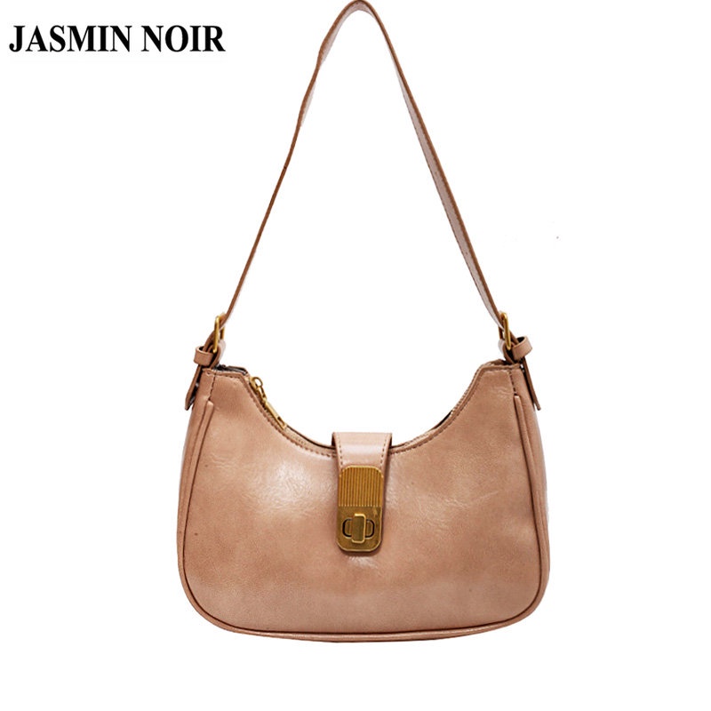 Túi Xách JASMIN NOIR Da PU Đeo Chéo Có Khóa Hình Bán Nguyệt Thời Trang Cho Nữ