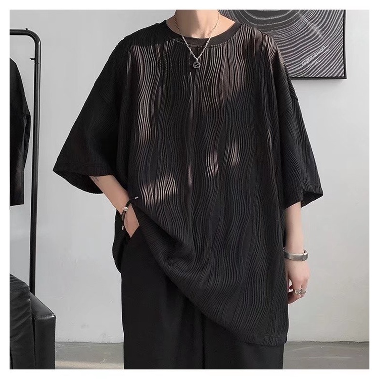 Áo Thun Lụa Lạnh Xếp Ly Màu Trơn Thiết Kế Cao Cấp Thời Trang Mùa Hè Trẻ Trung