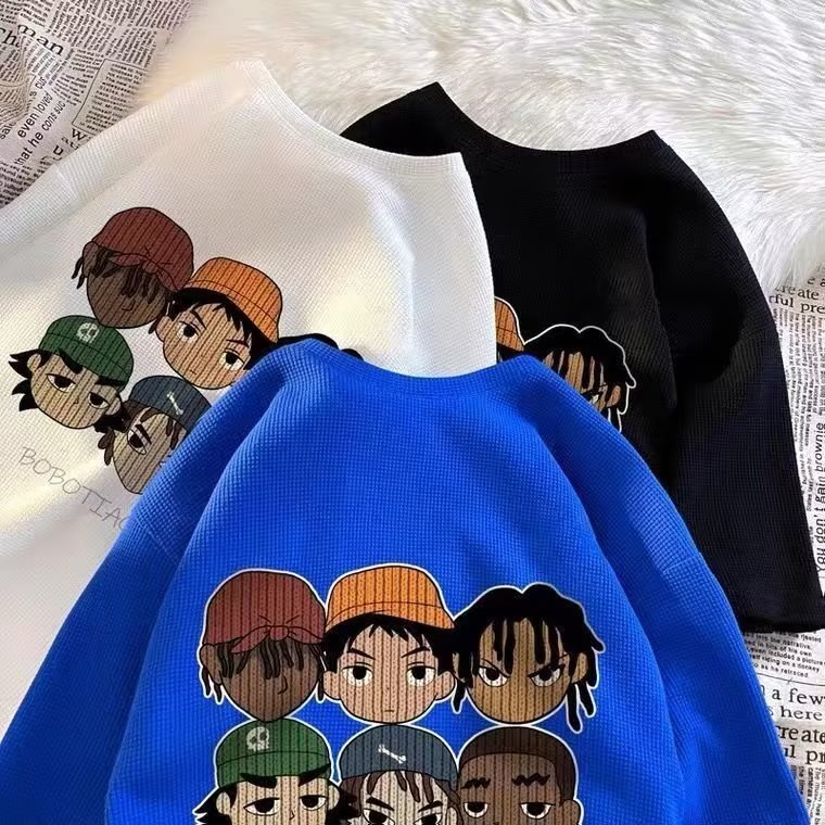 Áo Thun Tay Ngắn Dáng Rộng In Họa Tiết Waffle Phong Cách Hip hop Hàn Quốc Thời Trang Mùa Hè Mới Cho Nam