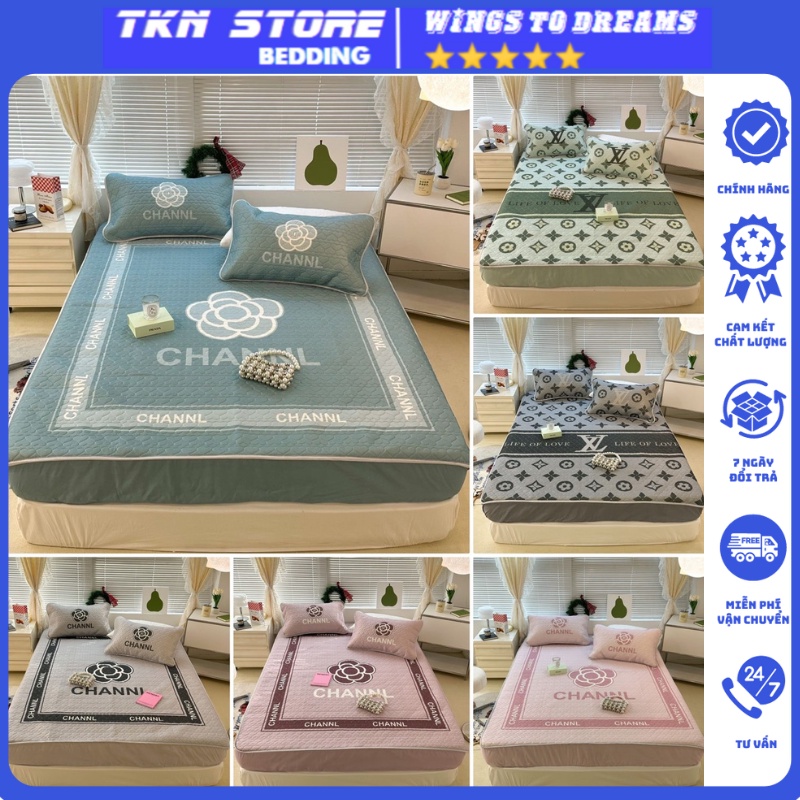 Chiếu điều hoà cao su bọc đệm tới 35cm , Chiếu cao su bo chun thương hiệu trần tim mẫu mới 2023
