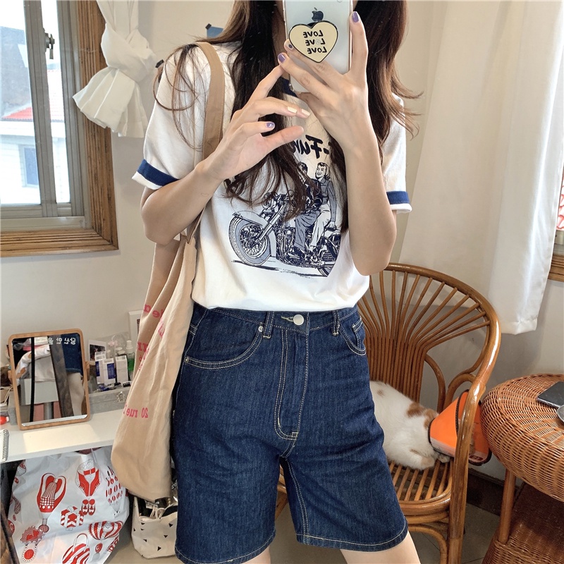 Áo thun XINLANYASHE ngắn tay in họa tiết thời trang Hàn Quốc 2023 cho nữ