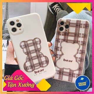 Ốp lưng silicon màu bảo vệ camera cute bear caro