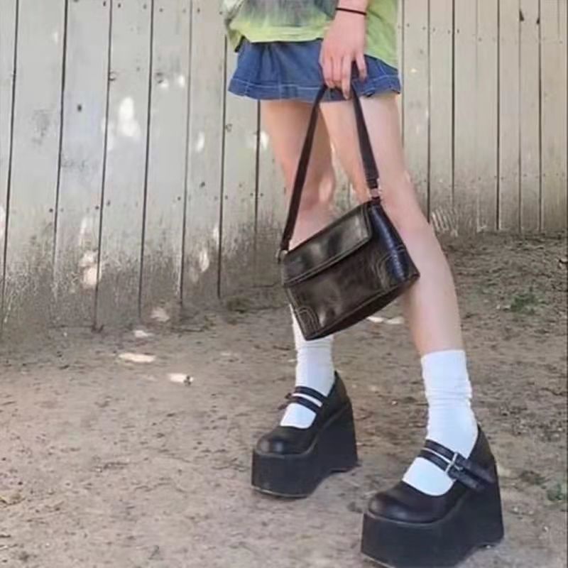 Giày Da Đế Xuồng Phong Cách Gothic Thời Trang Cho Nữ