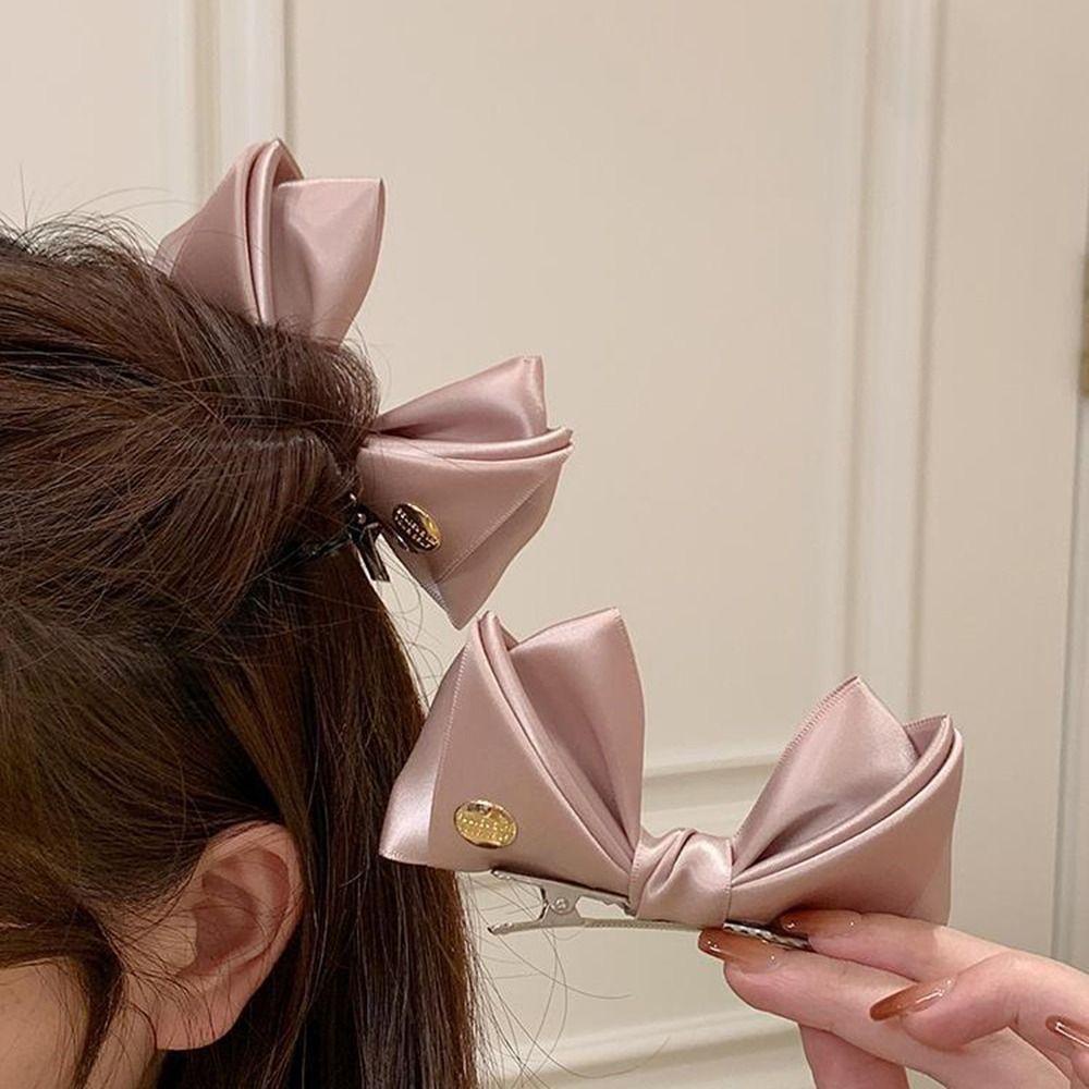 Kẹp Tóc Hình Nơ Bằng Satin Tinh Tế Ngọt Ngào Cho Nữ