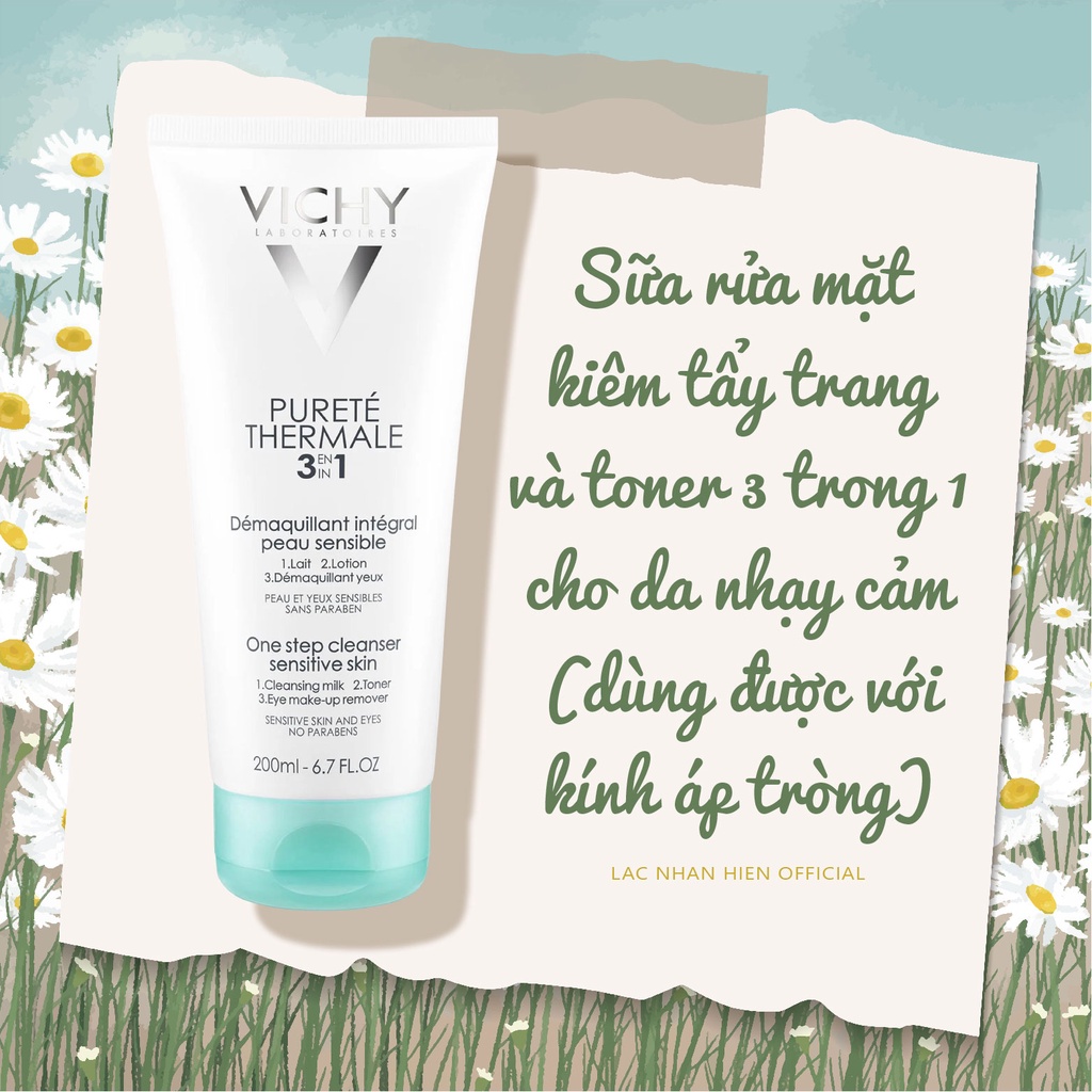 SỮA RỬA MẶT TẨY TRANG 3 TÁC ĐỘNG VICHY PURETE THERMALE 3 IN 1 ONE STEP CLEANSER CHO DA NHẠY CẢM
