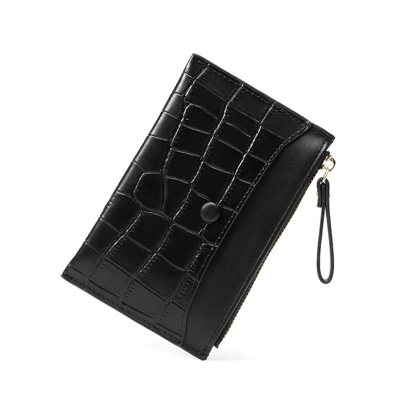 Ví IELGY da PU mỏng đựng thẻ tiền xu có khóa kéo mini thời trang đơn giản dành cho nữ