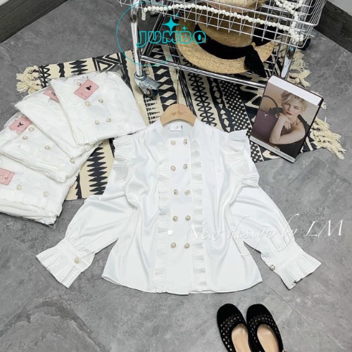 Áo sơ mi nữ Goness dài tay dáng bèo bồng suông bo ống tay thiết kế hàng cúc dọc thời trang Jumbo