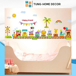 Decal dán tường cho bé học tung decor sk9011 tàu happy