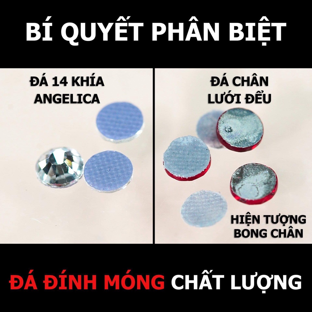 Khay đá nail Luxuxy chân lưới 16 khía đủ màu cao cấp mix size đá đính trang trí móng ANGELICA LUX