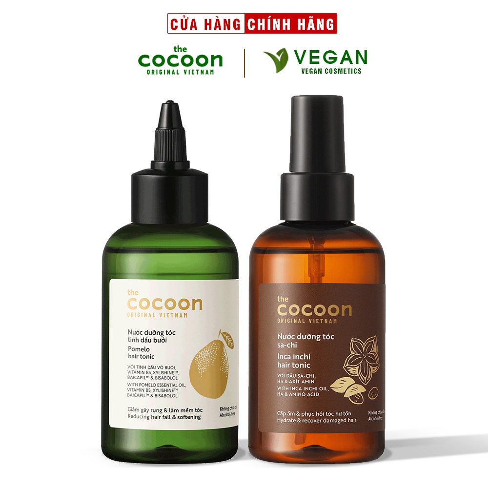 Combo nước dưỡng tóc tinh dầu bưởi pomelo Cocoon 140ml + Nước xịt dưỡng tóc sa chi COCOON 140ml