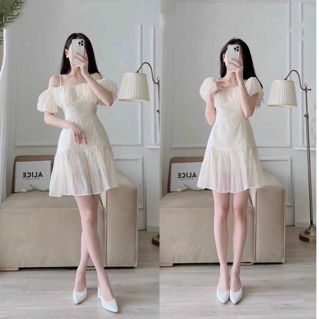 Đầm trắng baby dáng xòe, váy tiểu thư kiểu dáng vintage hàn quốc minstore365 | BigBuy360 - bigbuy360.vn