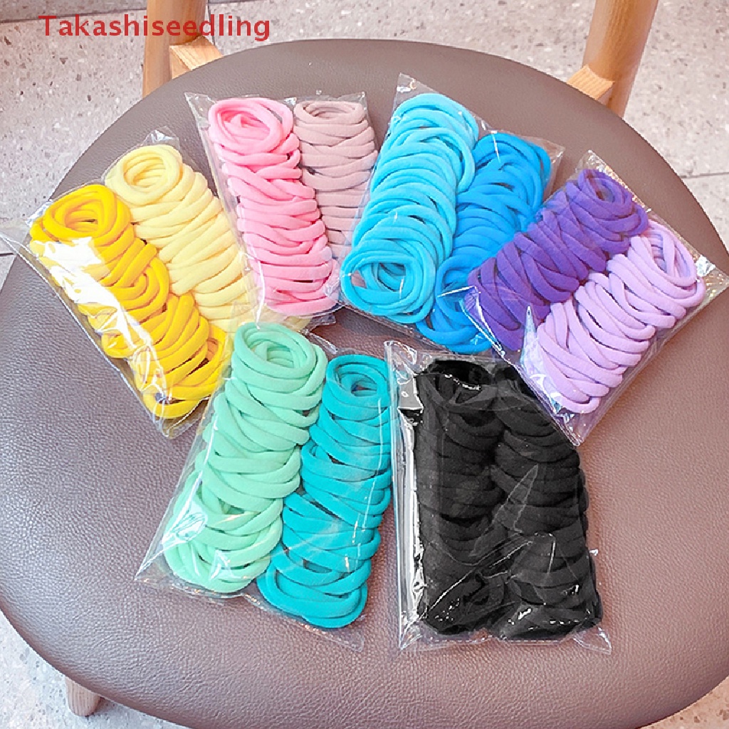 Set 50 Dây Buộc Tóc Cao Su Co Giãn Màu Trắng Đen Cho Bé Gái