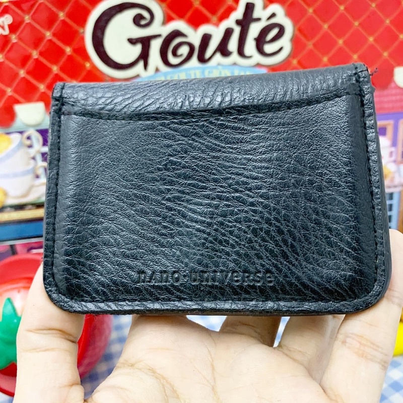 Ví da thật màu đen 2 ngăn