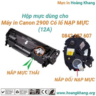Hộp mực canon 2900 có lỗ đổ mực/ nạp mực, lổ thải mực hàng nhập khẩu full hộp