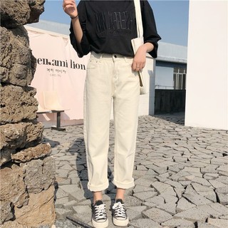 [ ORDER ] quần baggy trắng trơn ulzzang order quần jean trắng dáng hàn quốc CÓ ẢNH THẬT
