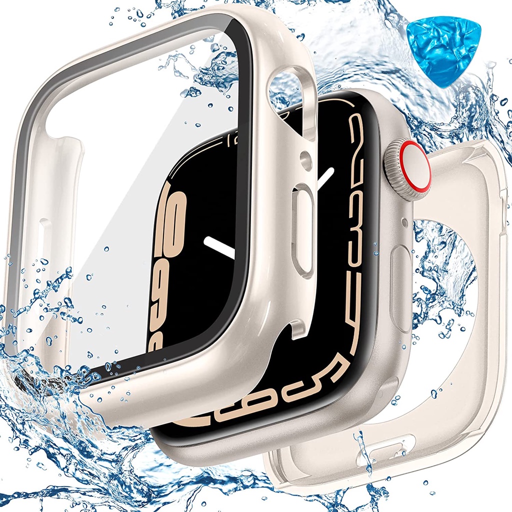 Ninki 2 Trong 1 Ốp Bảo Vệ iWatch 8 45mm/41mm Chống Thấm Nước Kèm Kính Cường Lực Cho Apple Watch Series 8 / 7 45mm 41mm Series 8 7