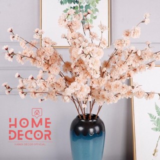 Hoa anh đào, hoa giả cành hoa dài 1 mét nhiều màu sắc cành 5 nhánh trang trí đơn giản, đẹp - hanoi decor official
