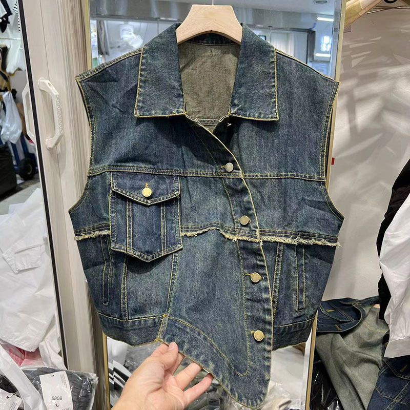 Áo Khoác Denim Không Tay Dáng Rộng Phong Cách Châu Âu Thời Trang Mùa Thu 2022 Mới
