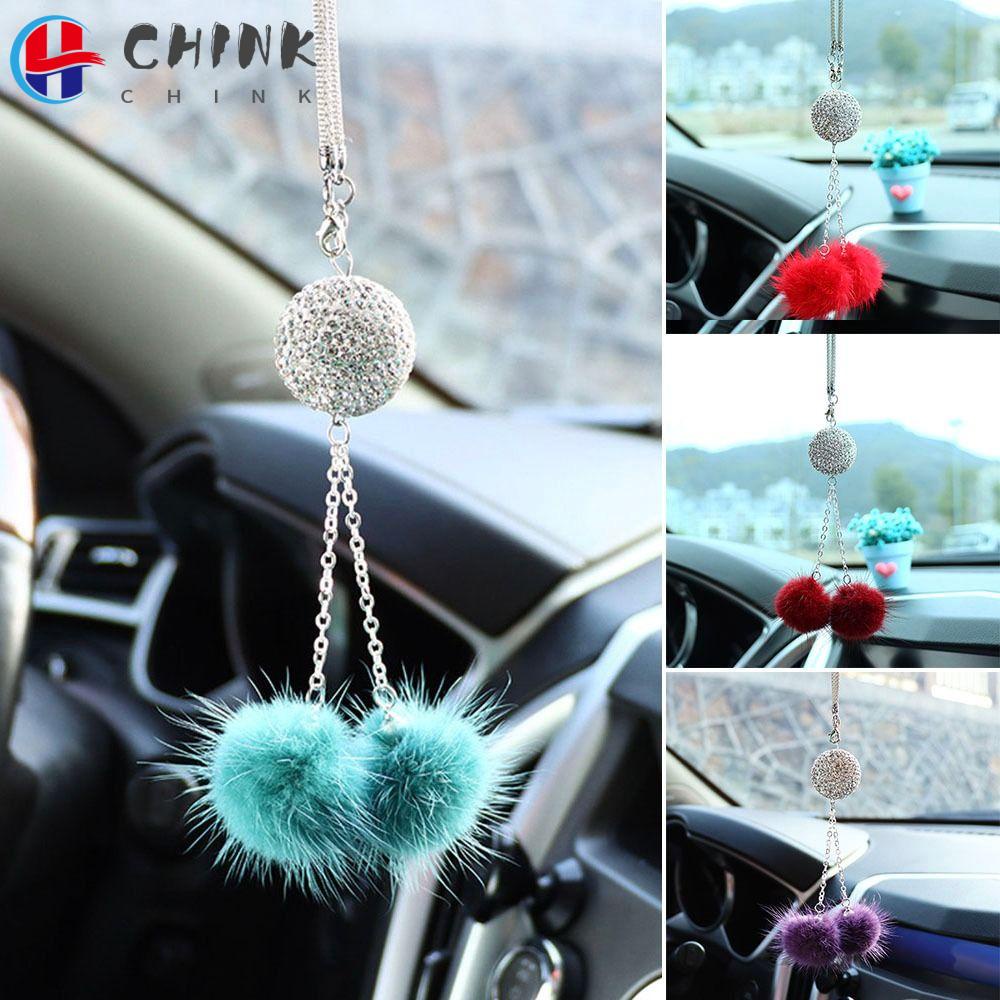 Phụ Kiện Chuyên Dụng Dành Cho Xe Hơi|Dây Chuyền Mặt Quả Cầu Lông Thời Trang|Gương Chiếu Hậu Trang Trí Chất Lượng Cao