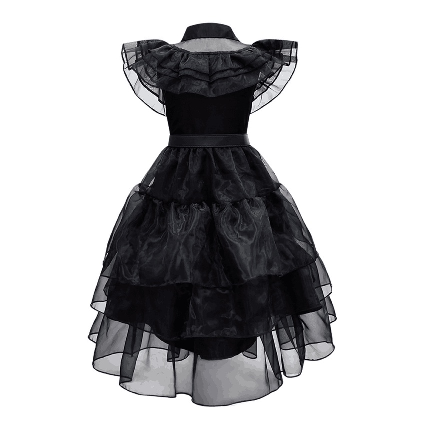 Đầm Công Chúa Màu Đen Phối Lưới Phong Cách Gothic Cho Bé Gái